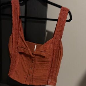 Free People Women's Rust Lace Trim Top size XS excellent condition
